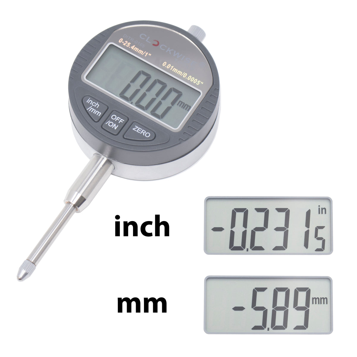 Clockwise Tools DIGR0105 Digital Indicator 01"/25.4mm