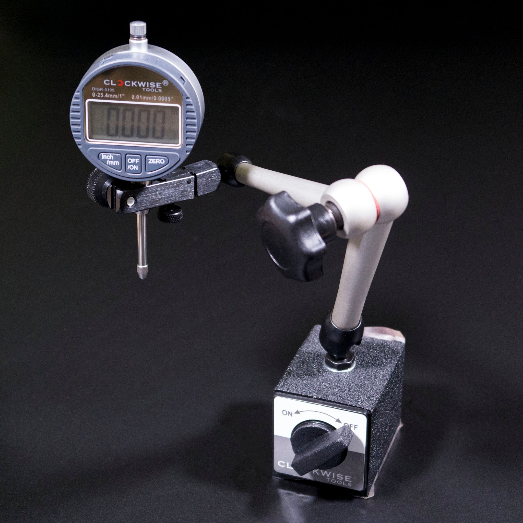 Clockwise Tools DIBR0105 Digital Indicator and Base