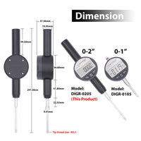 Clockwise Tools DIGR-0205 Electronic Digital Indicator Inch/Metric Conversion 0-2 Inch/50.8 mm