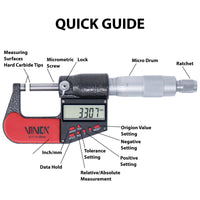 VINCA DMCA-2305 Digital Outside Micrometer 2-3 inch